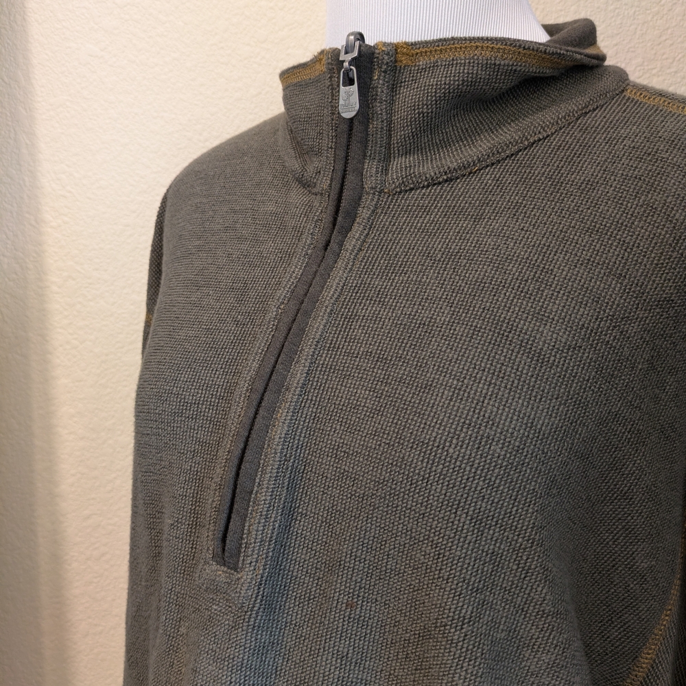 Tommy Bahama Jeans Reversible Quarter Zip Pullover XL Tall – Gray Cotton Tencel